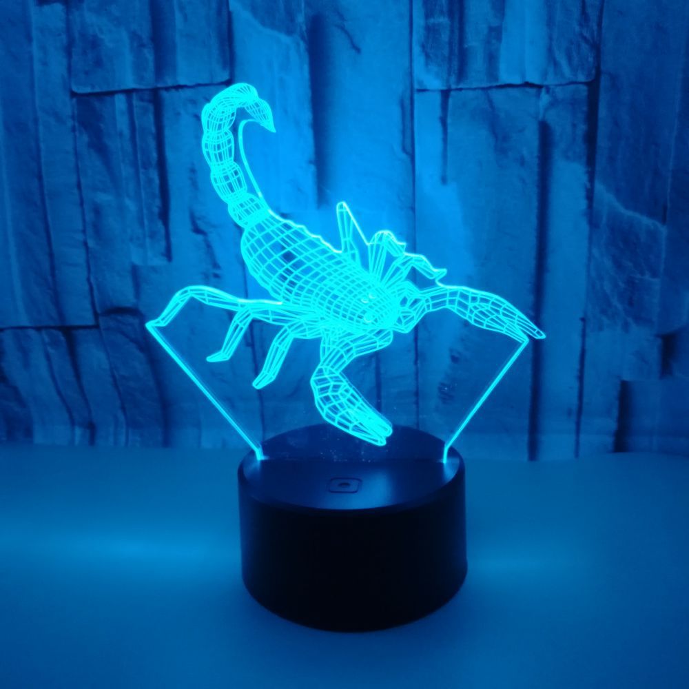 创意蝎子七彩3d小夜灯  usb led触控小夜灯 儿童生日3d小台灯