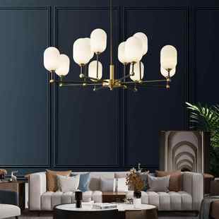 全铜轻奢客厅吊灯现代简约大气家用餐厅灯2021新款 北欧球形灯具