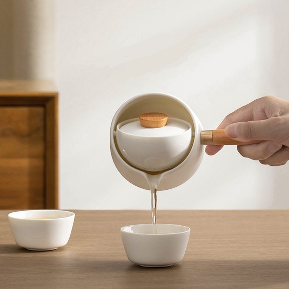 逍遥泡小茶壶2025新款自动旋转侧把壶一单人便携功夫旅行茶具套装