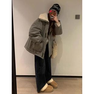 棉服冲锋衣加厚显瘦小个子外套 工装 羊羔毛派克服女2025年冬季 新款