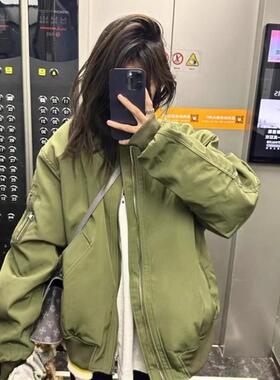 2025秋冬新款飞行服夹克外套女秋冬季美式设计感vintage高街棒球