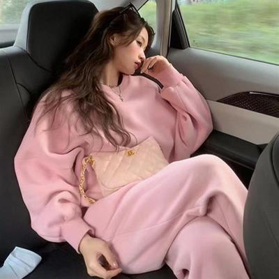 2025春秋季新款女装粉色休闲运动套装时尚卫衣两件套洋气减龄