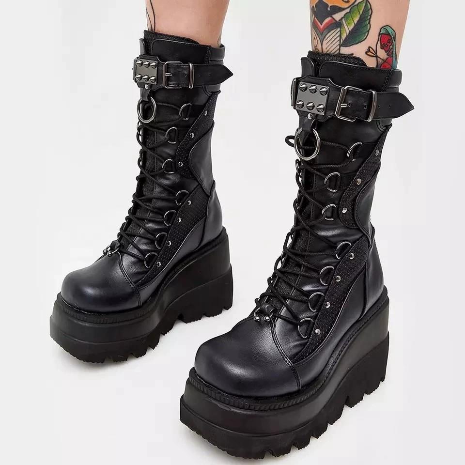 shoeswomen跨境坡跟骑士