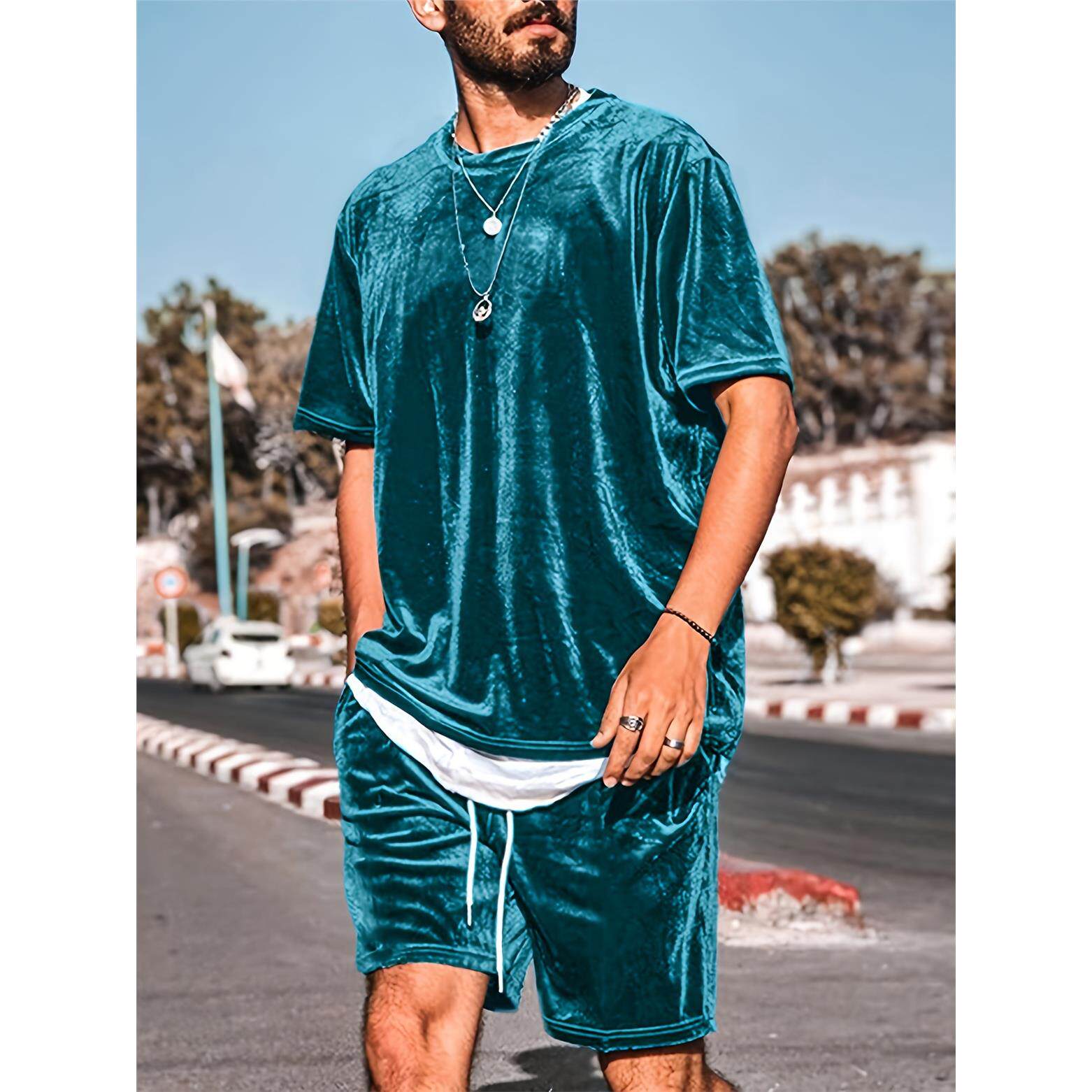 men clothes【现货】欧美热卖休闲短袖短裤男 2026夏季流行男装两