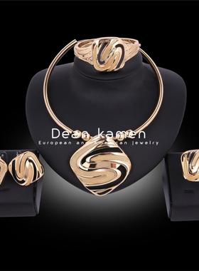 necklace bracelet earrings 4rings European party women四件套