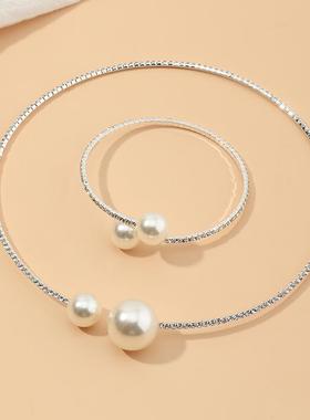 锁骨链2021年新款网红个性夏季时尚水钻珍珠项链女手镯necklaces