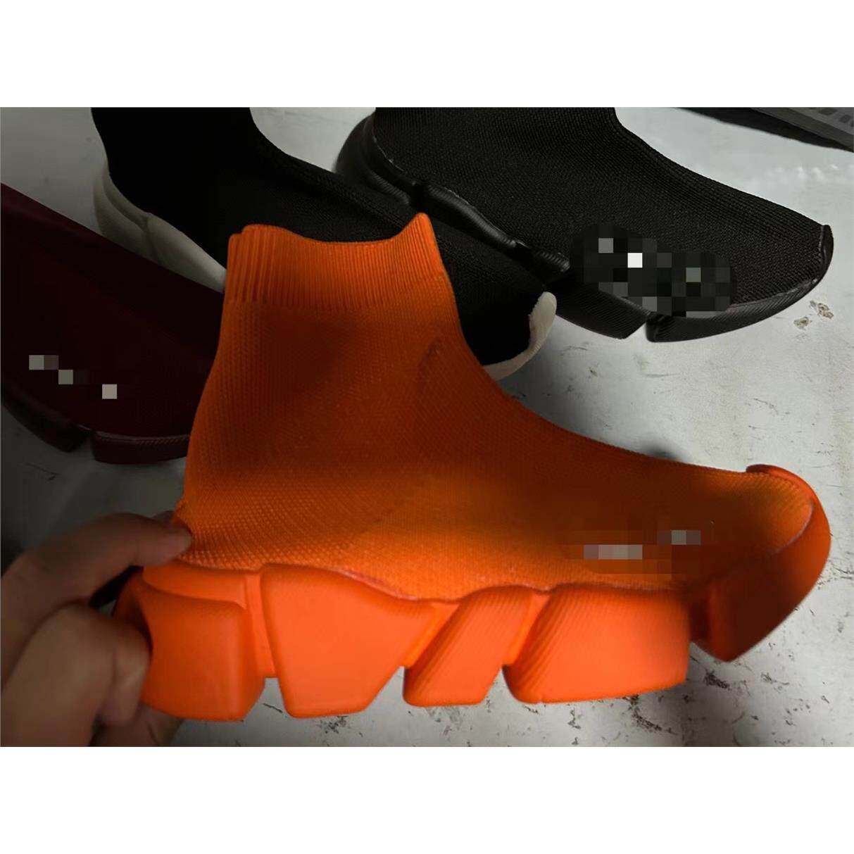 shoes women春款男鞋短靴子男女针织弹力袜子鞋情侣款高帮鞋跨境