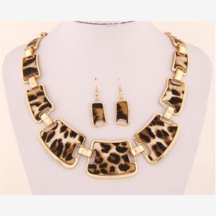 Fashion leopard necklace earrings for women欧美豹纹项链耳环
