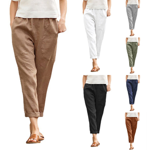Plus Size Cotton Linen Casual Women Pants Harem Trousers