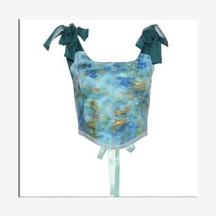 Camisole女士百搭油画印花短款 Oil Crop Print 吊带背心 Painting