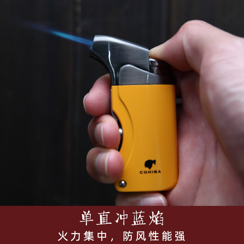 Metal Windproof Butane Gas Refillable Cigar Lighter +Cutter