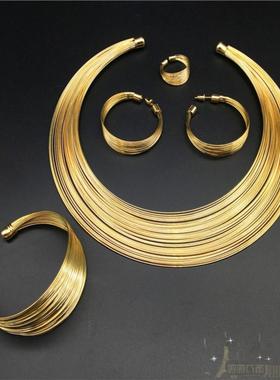 Fashion new women necklace earrings bracelet rings set2023女