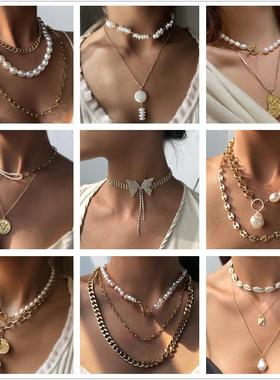 European punk metal Choker clavicle chain women necklace项链