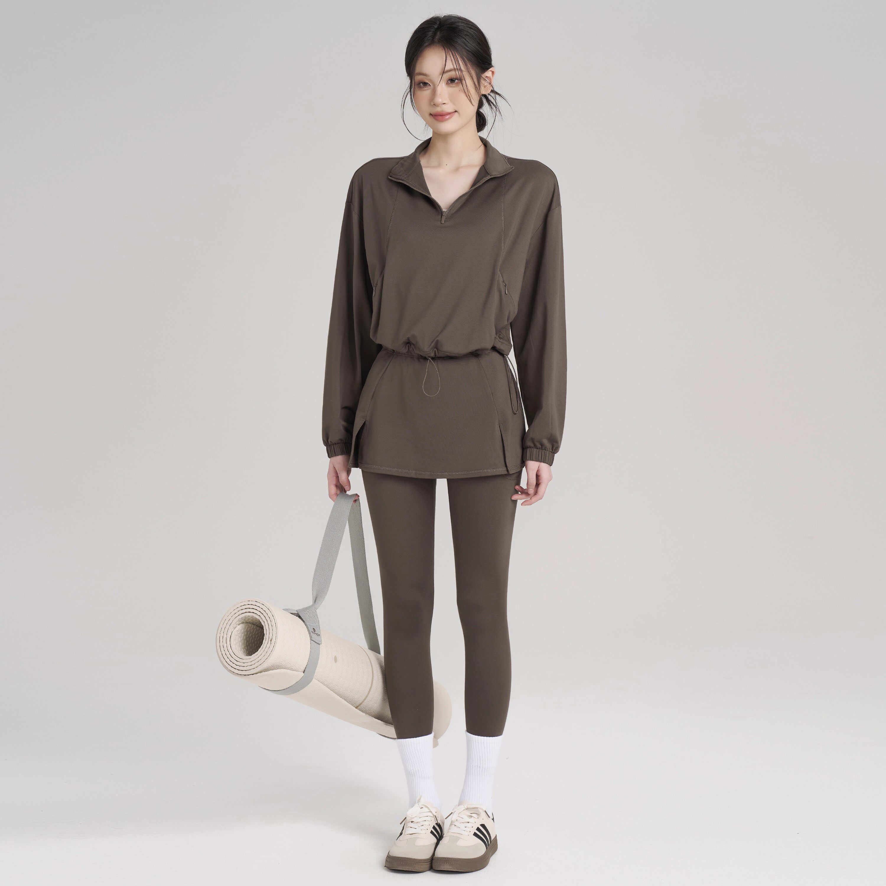 LULU VURU加绒显瘦健身套装女秋冬跑步运动普拉提长裤瑜伽服上衣