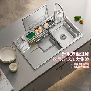 金牌日式 大单槽304不锈钢水槽家用厨房洗菜盆加厚洗碗槽台下水池