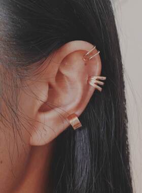 simple no-piercing ear bone clip hip hop earrings set 耳夹女