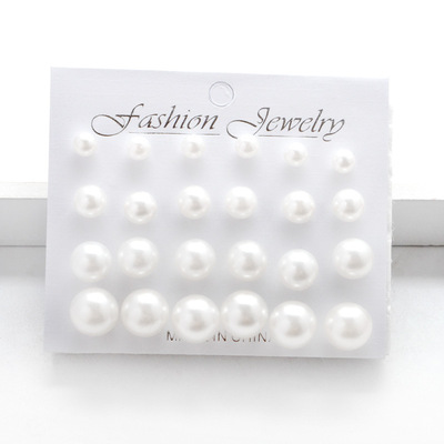 accessories artificial pearl ear studs 12 pairs earrings耳钉