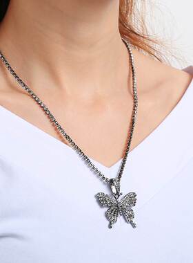 Temperament Chokers Rhinestone Butterfly Women's Necklace 饰