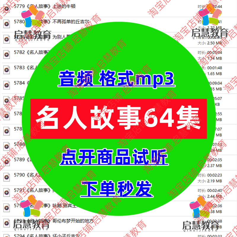 中外历史名人事迹故事音频MP3儿童早教启蒙睡觉前磨耳朵有声故事