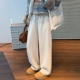 子女冬加绒加厚弯刀裤 高腰垂感直筒裤 醋酸糯米裤 白色裤 羊毛阔腿裤