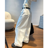 裤 白色裤 显瘦直筒阔腿裤 日系宽松休闲高腰工装 子女春夏季 2025新款