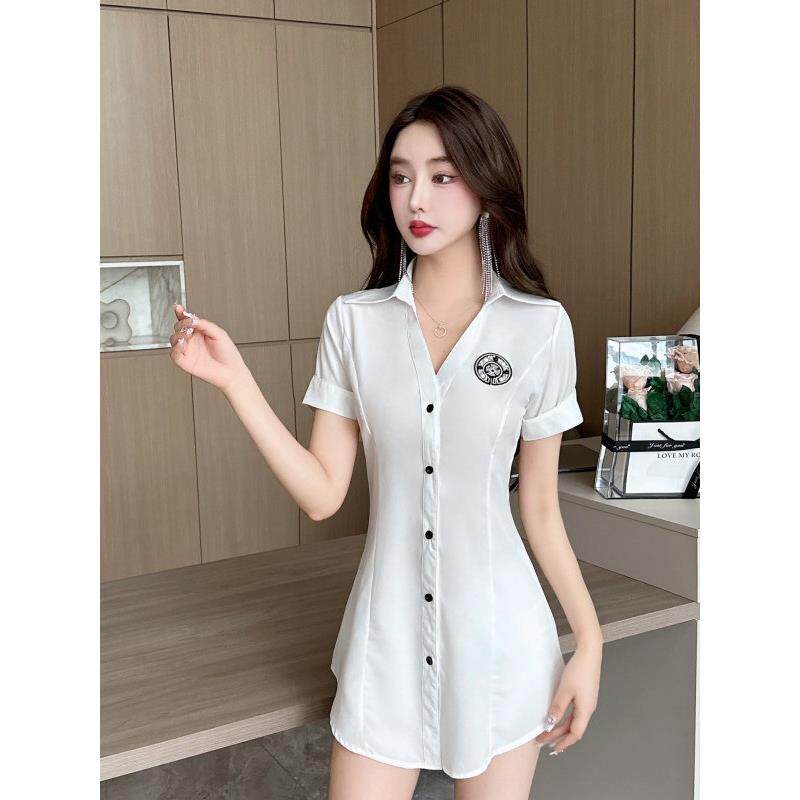 足浴技师工作服Jk套装学院风制服白衬衫女士+优雅的减龄短裤两件