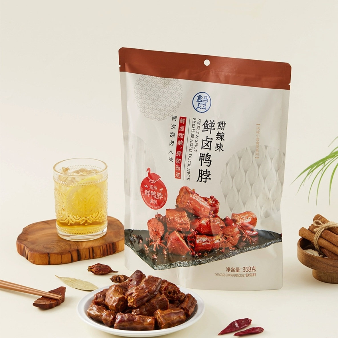 盒马甜辣鸭脖358g卤味零食小包装