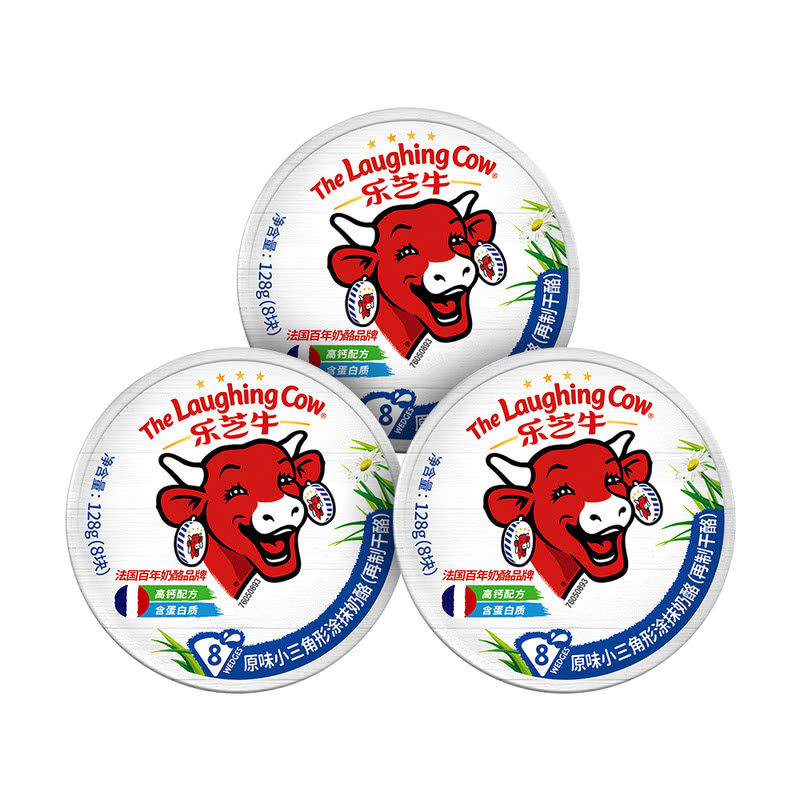 山姆代购法国进口laughing cow乐芝牛小三角涂抹原味奶酪128g*3入