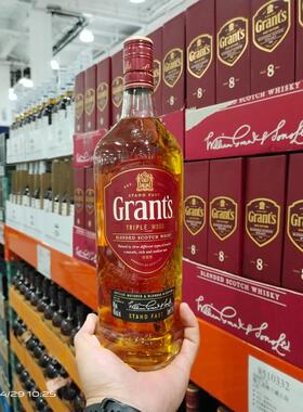 Costco代购Whiskey英国进口GRANT'S格兰英格兰威士忌酒1L三桶陈酿