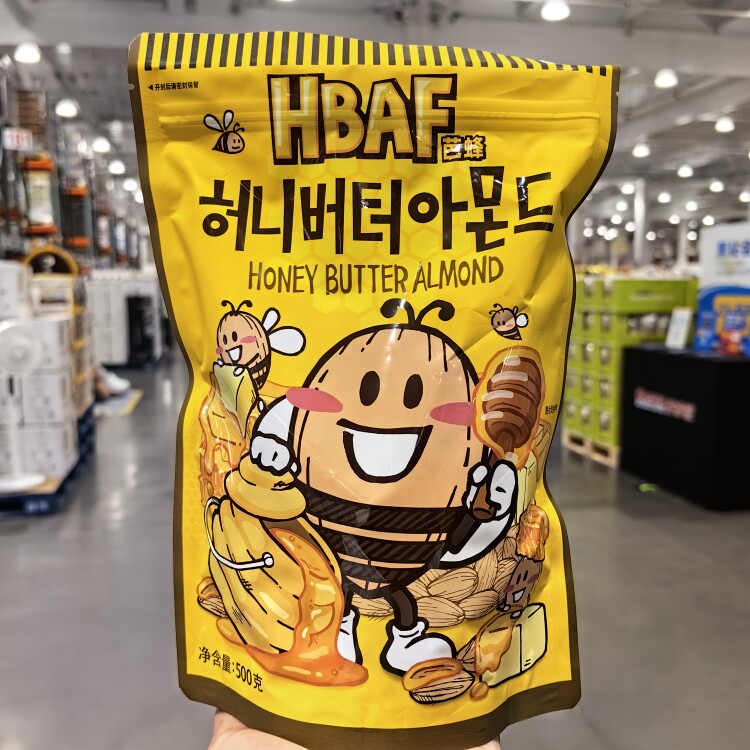 芭蜂HBAF蜂蜜黄油味扁桃仁500g袋