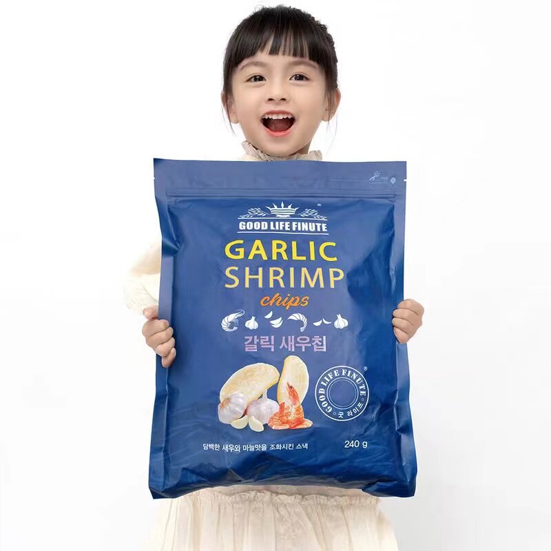 会员代购韩国进口趣莱福蒜味虾片300g即食大包膨化薯片休闲小零食