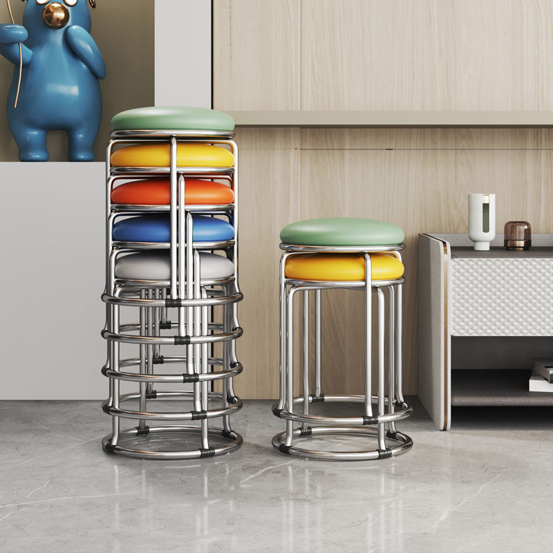 家用小凳子成人客厅板凳网红化妆凳简约现代可叠放椅子梳妆台圆凳