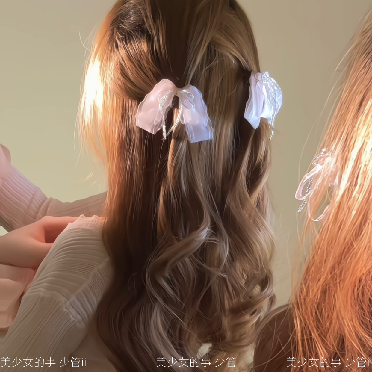 韩系ins风蝴蝶结发夹少女心彩色ins日韩版发绳蝴蝶结法式优雅发饰