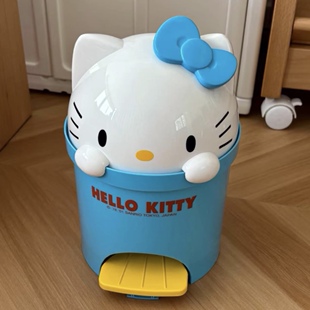 hellokitty垃圾桶加厚带盖卫生间厨房卧室客厅纸篓kt猫桌面废纸篓