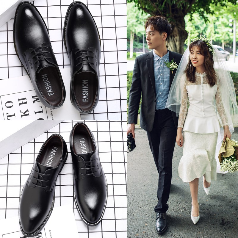 新郎结婚拍婚纱照礼鞋内秋天英伦商务休闲皮鞋男士配西装伴郎