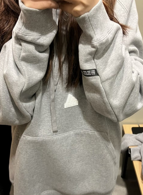 adidas 纯色Logo连帽宽松长袖卫衣 男款 灰色 HN1950