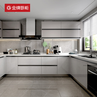 金牌?具车整体厨房整体橱柜定制石英石一体台面灶台家用厨房整体