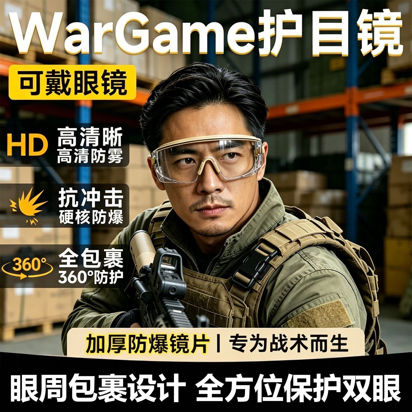 战术护目镜可戴眼镜战术眼镜男wargame护目镜防弹爆眼睛真人CS射