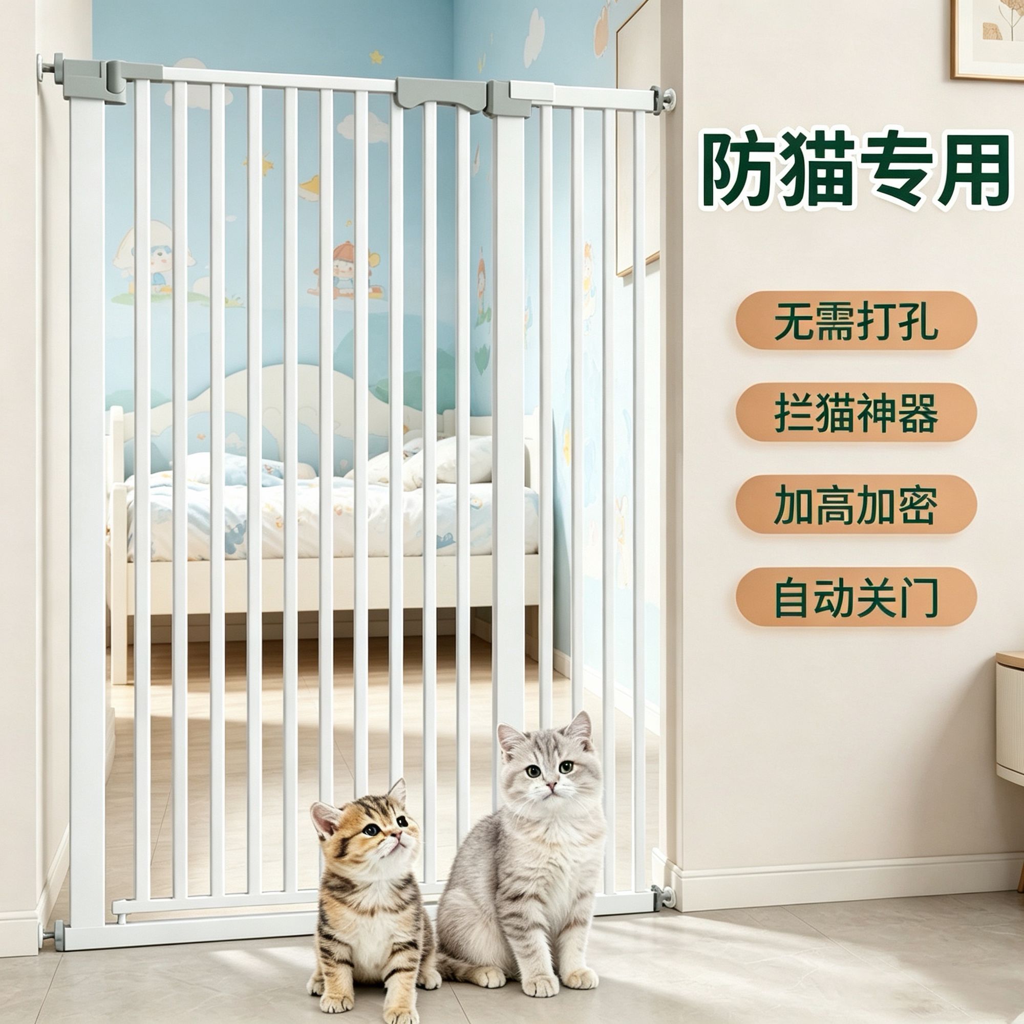 拦小孩栅栏防护门宠物门护栏防猫门栏狗栅栏家用儿童安全围栏阳台