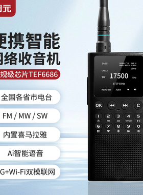 朝元WT2便携智能网络收音机专业便携式收音机随身听4G+Wi-Fi联网
