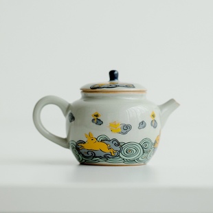 金兔报喜小文壶创意兔子茶壶功夫茶具家用陶瓷茶壶单壶瓷壶