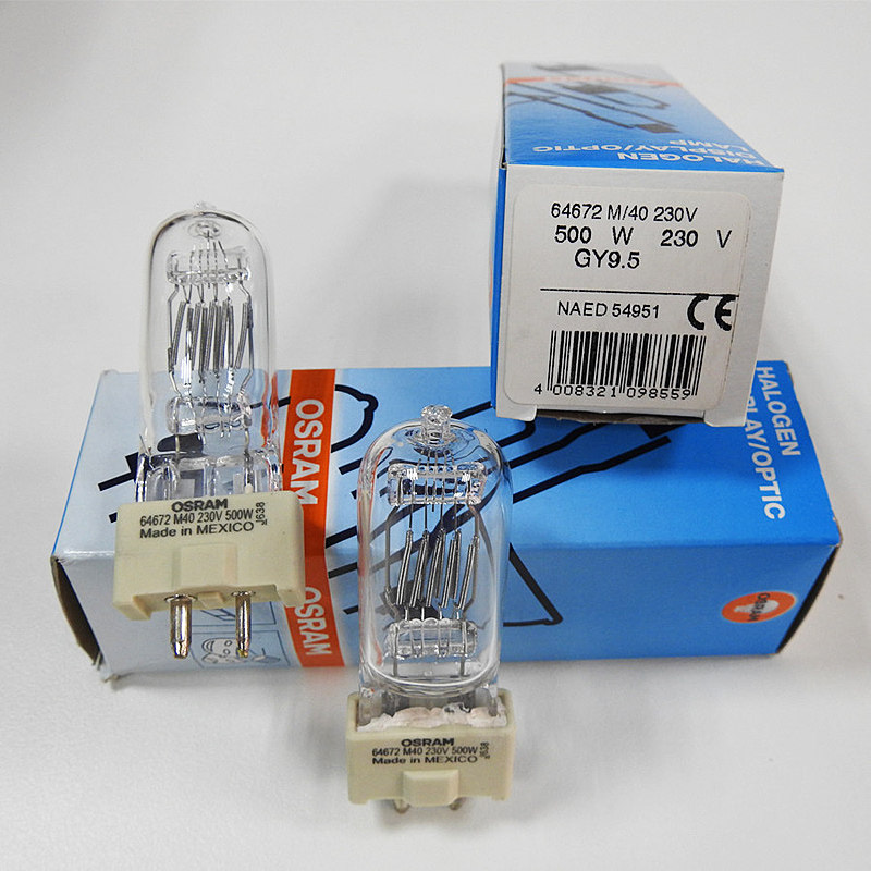 欧司朗OSRAM 64672 M/40 230V500W广告舞台摄影卤素灯泡GY9.5