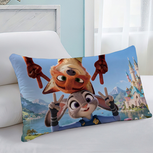 尼克朱迪可爱疯狂动物城枕套儿童卡通网红枕套学生宿舍高颜值枕套