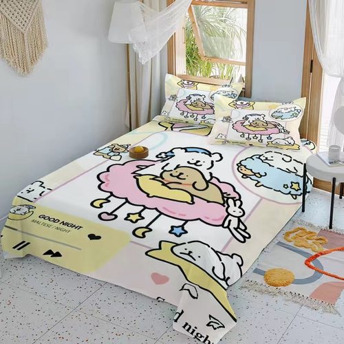 卡通线条小狗儿童可爱可定制床单