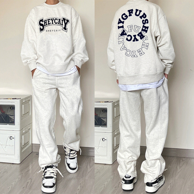 男款重磅圆领卫衣无帽复古