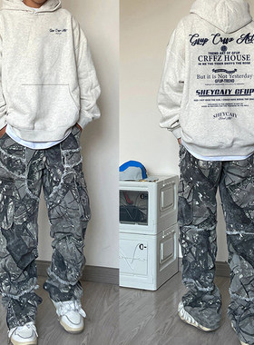 连帽休闲卫衣男春秋款oversize男款ins加绒加厚高端卫衣带帽港风