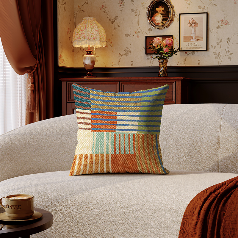 美式油画风抱枕靠枕客厅沙发高级感靠垫飘窗床头办公室靠背枕套