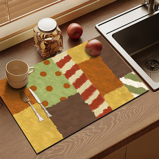 美式复古厨房台面沥水垫硅藻泥吸水垫餐垫咖啡机垫隔热垫吧台桌垫
