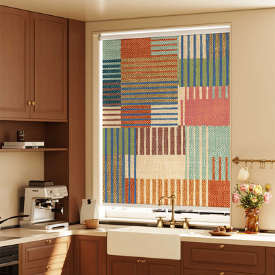 美式高级感厨房窗帘卷帘免打孔厨房窗户遮挡帘拉卷式卫生间遮阳帘