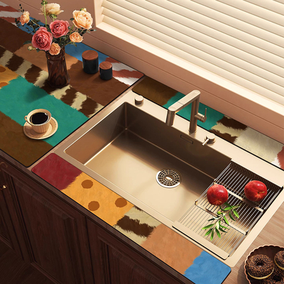 美式多巴胺厨房沥水垫水龙头长条吸水垫硅藻泥洗碗池台面保护垫